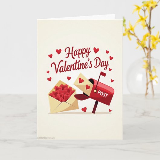 Happy Valentines Day Mailbox Card Kaart (Gele Bloem)