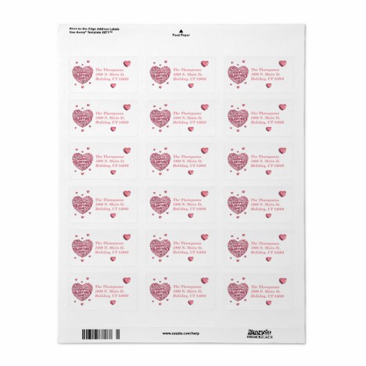 Happy Valentine's Day Mailing Return Labels (Full Sheet)