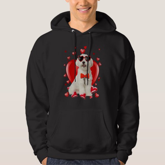 Happy Valentines Day Maltese   Dog  V Day Hoodie (Voorkant)
