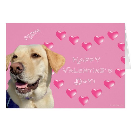 Happy Valentine's Day Mam,Dog Hearts Kaart (Voorkant Horizontaal)