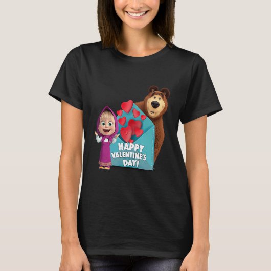 Happy Valentine's Day Masha and the Bear T-shirt (Voorkant)