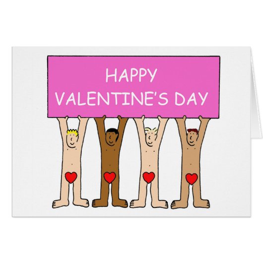 Happy Valentine's Day Men Wearing Hearts (Voorkant Horizontaal)
