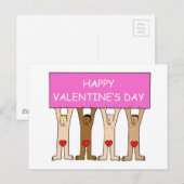Happy Valentine's Day Men Wearing Hearts Briefkaart (Voorkant / Achterkant)