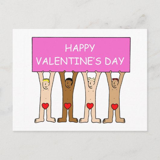 Happy Valentine's Day Men Wearing Hearts Briefkaart (Voorkant)