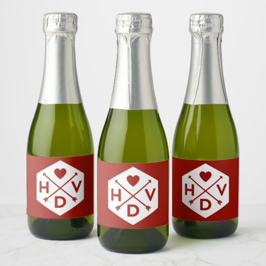 Happy Valentine's Day Mini Mousserende Wijn Label Sparkling Wijnetiket (Flessen)