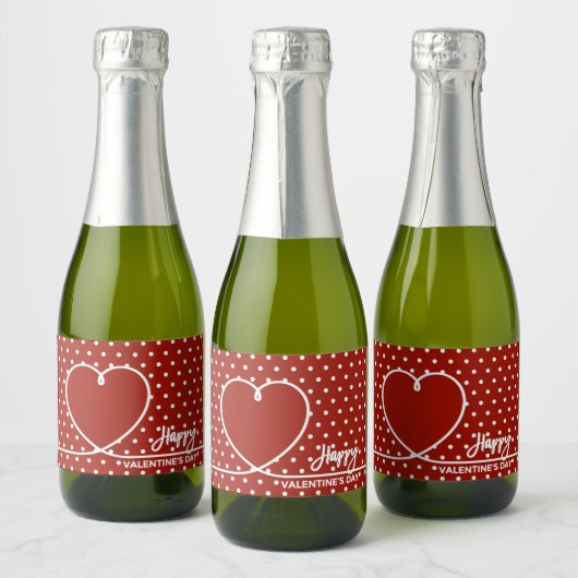 Happy Valentine's Day Mini Mousserende Wijn Label  Sparkling Wijnetiket (Flessen)