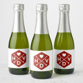 Happy Valentine's Day Mini Mousserende Wijn Label  Sparkling Wijnetiket