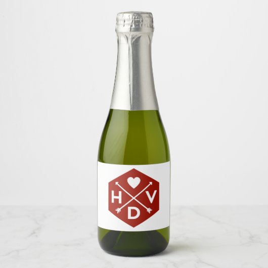 Happy Valentine's Day Mini Mousserende Wijn Label Sparkling Wijnetiket (Voorkant)