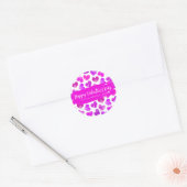 Happy Valentines Day Modern Paarse Roze Hart Naam Ronde Sticker (Envelop)