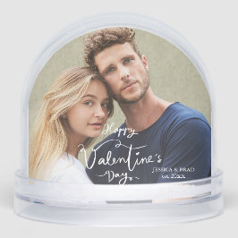 Happy Valentines Day Modern Personalized Photo Sneeuwbol