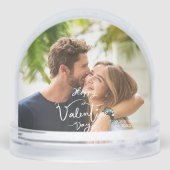 Happy Valentines Day Modern Personalized Photo Sneeuwbol (Achterkant)