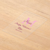 Happy valentine's day monogram pink name love girl acryl uitnodigingen (Laagn)
