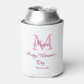 Happy valentine's day monogram pink name love girl blikjeskoeler (Blikje Voorkant)