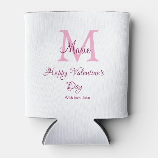 Happy valentine's day monogram pink name love girl blikjeskoeler (Voorkant)