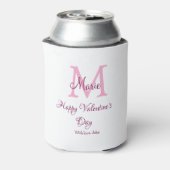 Happy valentine's day monogram pink name love girl blikjeskoeler (Blikje Achterkant)