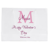 Happy valentine's day monogram pink name love girl groot cadeauzakje (Achterkant)