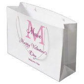 Happy valentine's day monogram pink name love girl groot cadeauzakje (Achterkant Gekanteld)