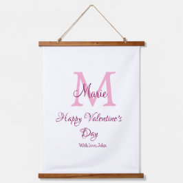 Happy valentine's day monogram pink name love girl hangend wandkleed