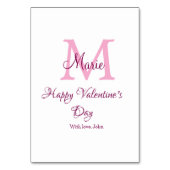 Happy valentine's day monogram pink name love girl kaart (Achterkant)