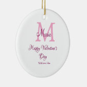 Happy valentine's day monogram pink name love girl keramisch ornament (Rechts)