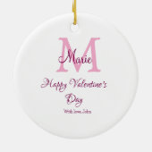 Happy valentine's day monogram pink name love girl keramisch ornament (Achterkant)