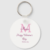 Happy valentine's day monogram pink name love girl sleutelhanger (Achterkant)