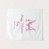 Happy valentine's day monogram pink name love girl wandkleed (Voorkant (horizontaal))