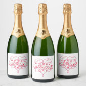 Happy Valentine's Day Mousserende Wijn Label Sparkling Wijnetiket (Flessen)