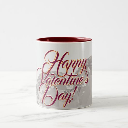 Happy Valentine's Day Mug Tweekleurige Koffiemok (Center)