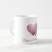 Happy Valentine's Day Mug With Floral Heart Koffiemok (Voorkant links)