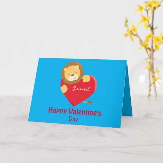 Happy Valentine's Day My Son Lion-thema Kaart (Gele Bloem)