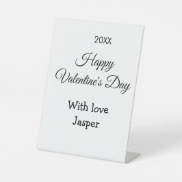 Happy Valentine's day name love simple year stylis Reclamebord Met Voetstuk