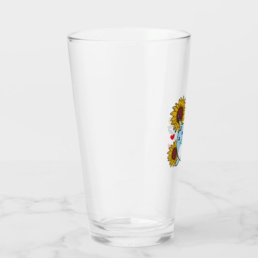 Happy Valentines Day Narwhal met zonnebloempje Glas (Rechts)