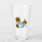 Happy Valentines Day Narwhal met zonnebloempje Glas (Voorkant)
