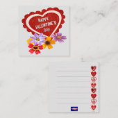 Happy Valentine's Day Note-kaart: Notitiekaartje (Voorkant / Achterkant)