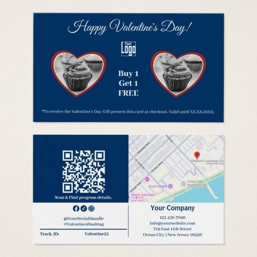 Happy Valentine's Day One Muffin Gift Voucher Kaar Visitekaartje (Voorkant /achterkant)