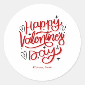 "Happy Valentines Day" op persoonlijke titel Ronde Sticker (Voorkant)