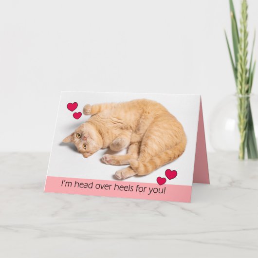 Happy Valentines Day Oranje Tabby Cat Feestdagen Kaart (Voorkant)