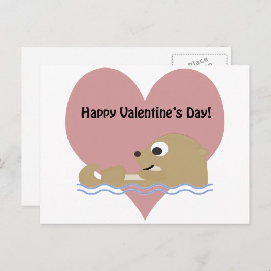 Happy Valentines Day Otter Feestdagenkaart (Voorkant / Achterkant)