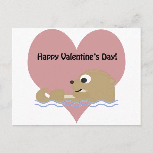 Happy Valentines Day Otter Feestdagenkaart (Voorkant)