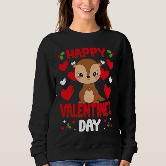 Happy Valentines Day Otter Heart Love Animal Trui (Voorkant)