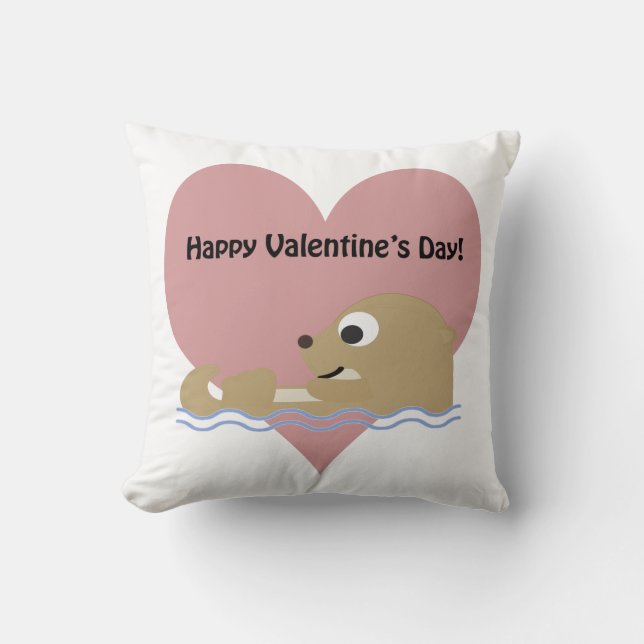 Happy Valentines Day Otter Kussen (Voorkant)