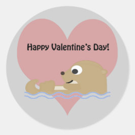 Happy Valentines Day Otter Ronde Sticker