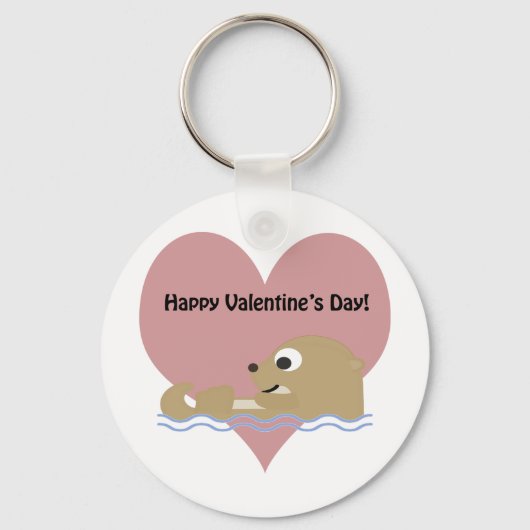 Happy Valentines Day Otter Sleutelhanger (Voorkant)