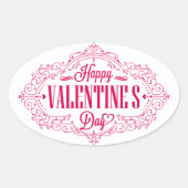 Happy Valentine's Day Oval Sticker (Voorkant)