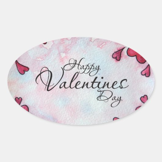 Happy Valentines Day Ovale Sticker (Voorkant)