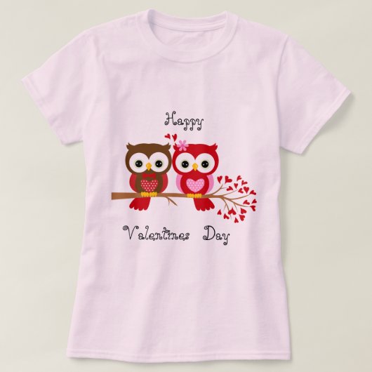 Happy Valentines Day Owl Love T-shirt (Design voorkant)