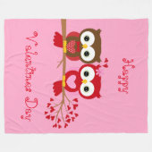 Happy Valentines Day Owls Fleece Deken (Voorkant (Horizontaal))