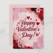 Happy Valentine's Day! Painted Brush Strokes Feestdagenkaart (Voorkant / Achterkant)