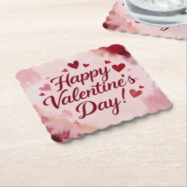 Happy Valentine's Day! Painted Brush Strokes Kartonnen Onderzetters